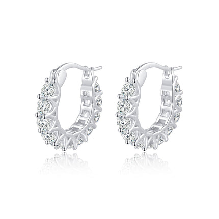 GIRIOIZ Sterling Silver Huggie Hoop Earrings, Simulated High Carbon Diamond (White Gold)
