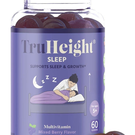 TruHeight Sleep Gummies - Kids & Teen Natural Sleep Aid for Tall & Growing Bodies - Pediatric Recommended Growth - Melatonin Gummy, Ashwagandha, L-Theanine, Lemon Balm - Mixed Berry, Taller Ages 4+