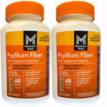 Member's Mark Fiber Capsules 2Pack (400 Count) Psyllium Husk is The #1 Doctor-Recommended Fiber Supplement.