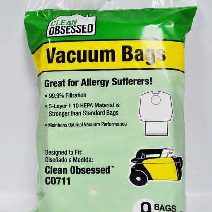 Clean Obsessed CO711 Commercial Canister HEPA Bags (9 pack),White