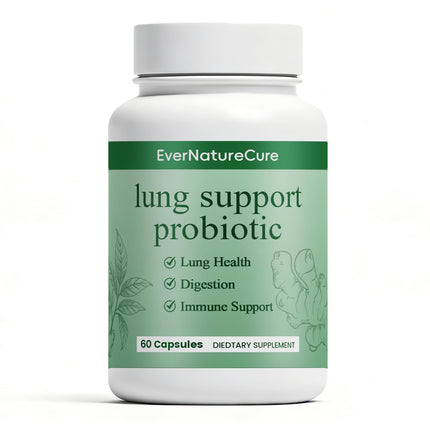 Nukupuns EverNatureCure Lung Support Probiotics, Ever Nature Cure Respiratory & Immune Support Supplement, with Vasaka Leaf & Turmeric Root Extract, 60 Capsules