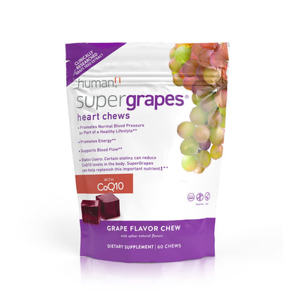 Humann SuperGrapes Chews Supplement – 100mg CoQ10 and Grape Seed Extract – from The Makers of SuperBeets - Grape Flavor, 60 Count