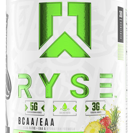 RYSE BCAA EAA Powder - Strawberry Pineapple - 5g Branched Chain Amino Acids, 3g Essential Aminos, Sugar-Free Electrolytes for Pre & Post Workout Muscle Recovery, Hydration and Strength - 30 Servings