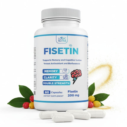 Logic Nutra Fisetin Double Strength - Fisetin Supplements 200 mg - Non-GMO, Vegan, & Gluten Free - 60 Capsules - Potent Antioxidant Supplement for Wellness Support