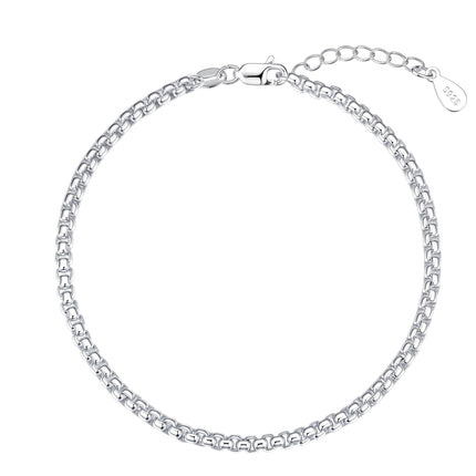 TOPCRED 925 Sterling Silver 3mm Box Chain Bracelet for Women 7 Inches