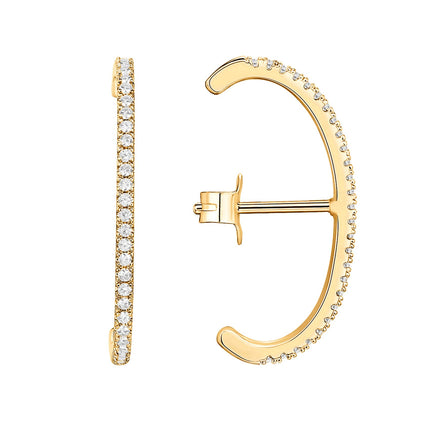 PAVOI CZ Minimalist Ear Cuffs for Women, Yellow Gold, Size 23.5 Millimeters