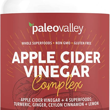 Paleovalley Apple Cider Vinegar Complex with Superfoods - Turmeric, Ginger, Ceylon Cinnamon and Lemon - 84 Vegetable Capsules