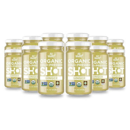 ALLWELLO Cold-Pressed Ginger Shot, 60 mL, USDA Organic Immune Booster with Natu-RAL | 12 Units per case (12 Pack)