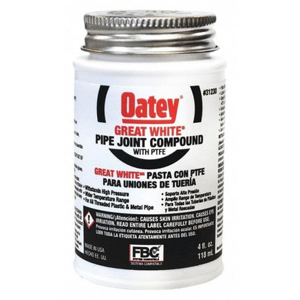 Pipe Thread Sealant 4 fl oz, Brush-Top Can, Great White Pipe Joint Compound, White, Liquid - 1 Each