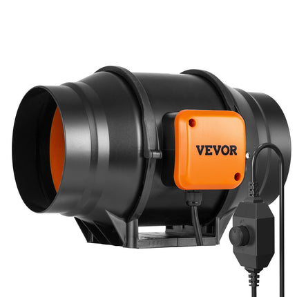 VEVOR Inline Duct Fan, 6-Inch 400 CFM with Variable Speed Controller, Quiet AC-Motor Ventilation Exhaust Fan for Cooling Booster, Grow Tents, Hydroponics