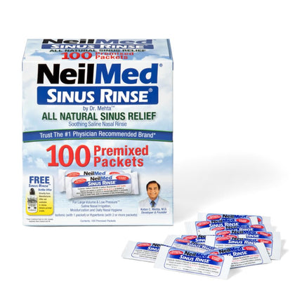 NeilMed Sinus Rinse All Natural Relief Premixed Refill Packets 100 Count (Pack of 2)
