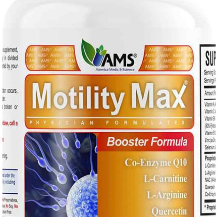 Motility Max – Supports Sperm Motility & Reproductive Health Promotes Healthy Blood Flow, Libido & Testosterone Levels Antioxidant Formula with L-Arginine, L-Carnitine & Essential Nutrients 60 Capsule