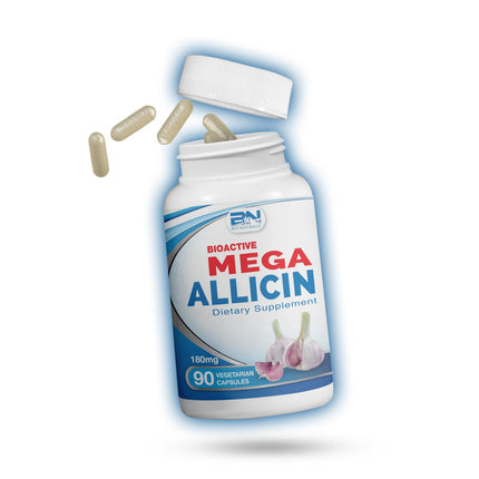 BuyNaturally Potent Allicin Odor Controlled Garlic Supplement by Mega Allicin|180,000mcg (180mg) Veggie Capsules with Immune Support, Gluten-Free (90 Count)