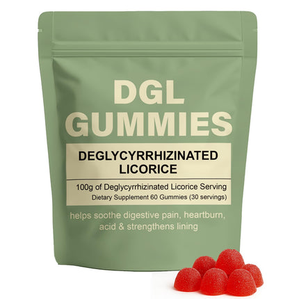WDVNEX DGL Gummies, 400 Mg DGL Extract Supplement, with Licorice Root Extract, Supports Stomach & Gut, Improves Digestion, No Gluten, Berry Flavor, 60 Gummies (1)