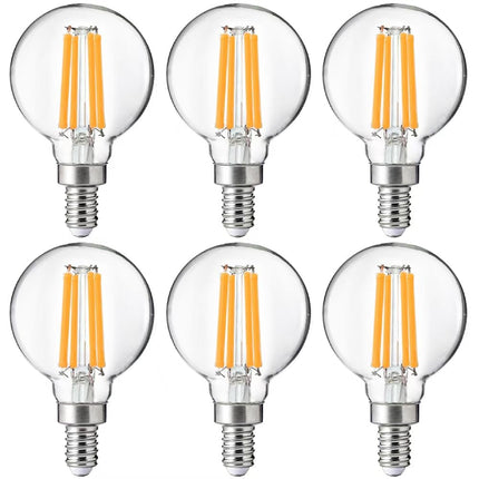 FLSNT G16.5 Dimmable LED Candelabra Bulbs 60W Equivalent, LED E12 Chandelier Light Bulbs, 550LM, CRI90, 5.5W, AC 120V, 6 Pack, 2700K Soft White