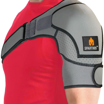 Sparthos Shoulder Brace - Support Sleeve for Torn Rotator Cuff, AC Joint Pain Relief - Arm Immobilizer Strap Wrap - Fits Bicep 14-30 in, Left or Right, Men & Women - Measure Before Purchase - XXL
