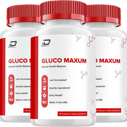Gluco Maxum Capsules - Gluco Max Advanced Supplement, All Natural Formula to Maintain Healthy Levels, Maximum Strength Formula, GlycoMaxum Capsule Reviews (3 Pack - 180 Capsules)