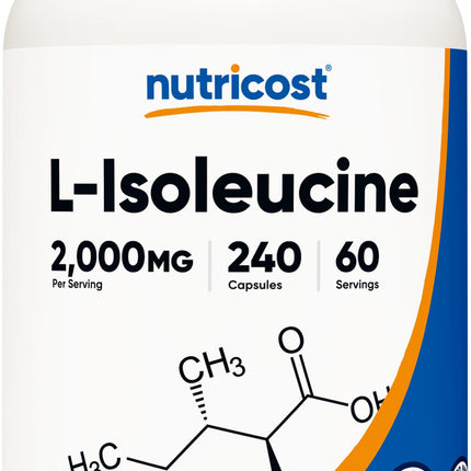 Nutricost L-Isoleucine 2000mg Per Serving, 240 Capsules (60 Servings)