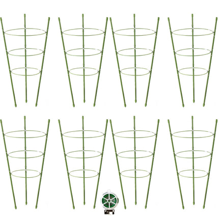 8 Pack Tomato Cage Plant Support Cages for Garden, 18 inches Tomato Trellis for Climbing Plants, Upgrade Garden Plant Stakes with Adjustable Ring, Tomato Rings for Support