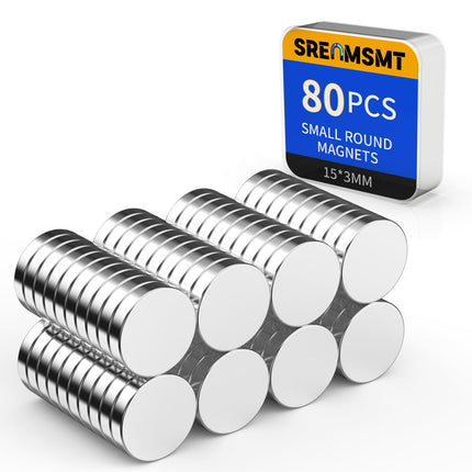 SRENMSMT Heavy Duty Magnets, 15x3mm Neodymium Magnets for Crafts, 80 Pack