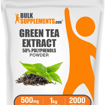 BulkSupplements.comgreen Tea Extract Powder - 50% Polyphenols Supplement, EGCG Supplements - Gluten Free, 500mg per Serving, 1kg (2.2 lbs) (Pack of 1)