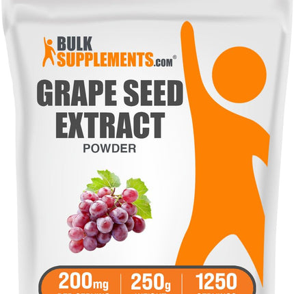 BulkSupplements.com Grape Seed Extract Powder - Antioxidant Supplement, Herbal Supplement - Vegan & Gluten Free, 200mg per Serving, 250g (8.8 oz) (Pack of 1)
