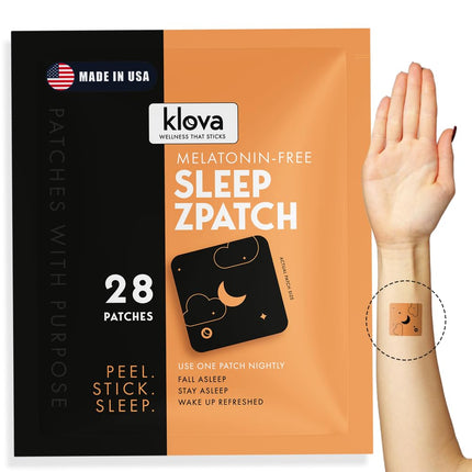 Klova Melatonin-Free Sleep Patches for Adults | Natural Sleep Aid with Ashwagandha, Valerian, GABA & L-Theanine | Fall Asleep Faster, Stay Asleep Longer & Wake Refreshed | 28 Patches