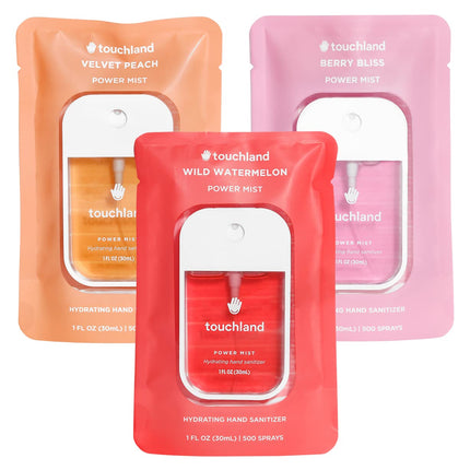 Touchland Hand Sanitizer Spray, Juicy Trio - 3 x 1 FL OZ