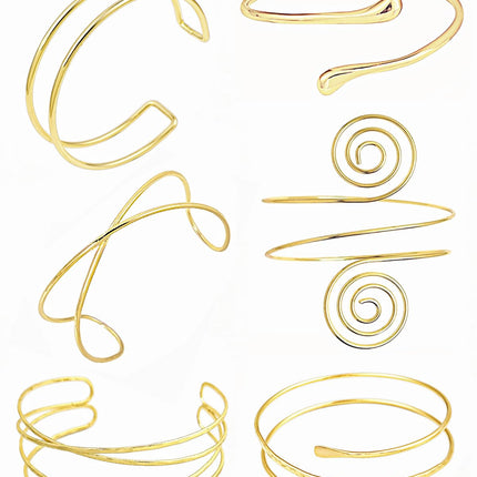 UEMXIYU 6Pcs Arm Cuff Upper Arm Band Cuff Bracelet Bangle for Women Adjustable Armband Set (6 pcs)
