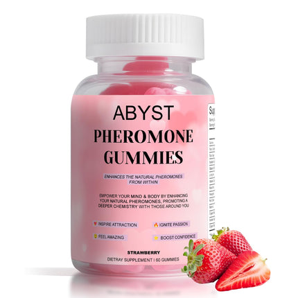 ABYST Pheromone Gummies for Women – 60 Count, Strawberry Flavor – Vegan, Gluten-Free, Non-GMO – Social & Confidence Support (1)