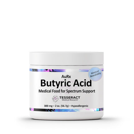 AuRx Autism Spectrum Medical Food Powder to Support Gut Health, Stabilized Butyric Acid Supplement in a Palatable-Tasting Powder for ASD Children, Hypoallergenic, 2 Ounces