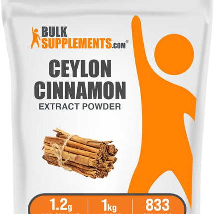 BulkSupplements.com Cinnamon Bark Extract Powder - Ceylon Cinnamon Supplement, Herbal Supplement - Vegan & Gluten Free, 1.2g per Serving, 1kg (2.2 lbs) (Pack of 1)