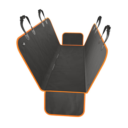 Active Pets XL Waterproof Hammock Large Car Seat Cover, Fits SUVs Trucks Big Sedans, Secure Convertible Travel Bed Protects Backseat Cargo from Dog Puppy Pet Water Food Drool Urine, Black Orange Trim