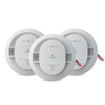 Kidde Smoke and Carbon Monoxide Detector, Hardwired with 10-Year Battery Backup, LED Status Lights, Interconnected, 85 dB Alarm, 5 inches, 30CUA10, 3 Pack