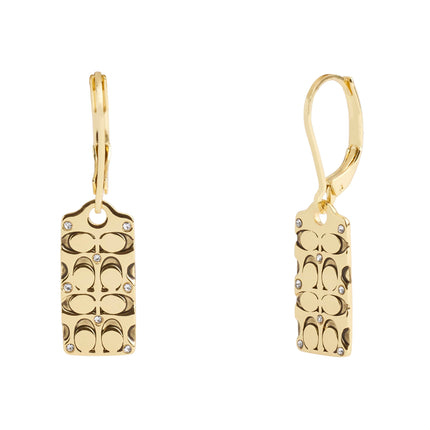 COACH Quilted C Tag Drop Earrings Golden One Size