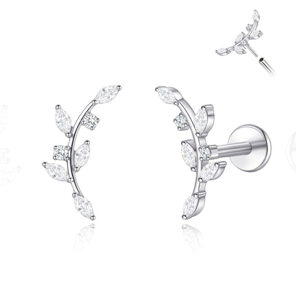 limerencia ASTM F136 Threadless Push in Titanium Earrings,Hypoallergenic Flat Back Cubic Zirconia 18G 6mm 8mm Body Piercing Studs for Cartilage Helix Tragus Conch(a pair)