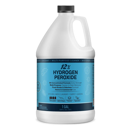 MAXTITE 12% Hydrogen Peroxide Solution - 1 Gallon Natural Cleaning Solution for Kitchen, Bath, Laundry, and Home - HDPE Jug with Child-Safe Cap Made in USA