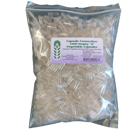 Capsule Connection Bulk Wholesale Empty Vegetable Capsules,0" Size Vegan & Vegetarian, … (1000) resealable Bag