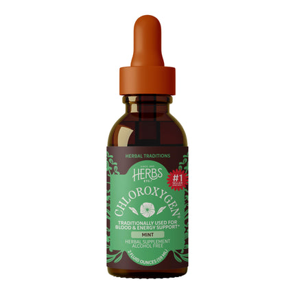 Herbs Etc. ChlorOxygen Chlorophyll Concentrate Mint Alcohol Free Liquid Extract - Liquid Chlorophyll Drops - Detoxifying & Deodorizing - Skin, Gut & Energy Support - 2 fl oz (132 Servings)