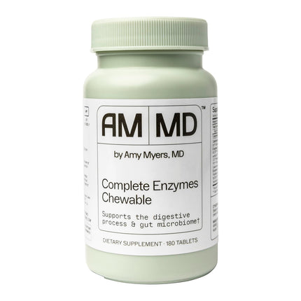Amy Myers MD Digestive Enzymes Chewable – Complete Enzymes Support Leaky Gut, Acid Reflux, Gas, Bloating, Gluten Exposure – Amylase, Lipase, Lactase, Alkaline, Protease, Sucrase + More – 180 Tablets