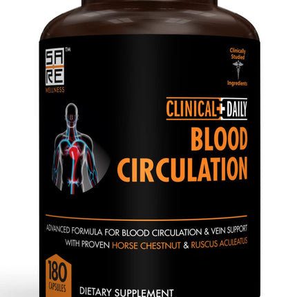 Clinical Daily Blood Circulation Supplements. Butchers Broom, Horse Chestnut, Hawthorn, Cayenne, Arginine, Diosmin Varicose Veins Treatment for Legs. Poor Circulation and Vein Support. 180 Capsules.