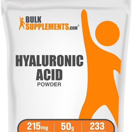 BulkSupplements.com Hyaluronic Acid Powder - as Sodium Hyaluronate, Hyaluronic Acid Supplements - Food Grade, Gluten Free - 215mg per Serving, 50g (1.8 oz) (Pack of 1)