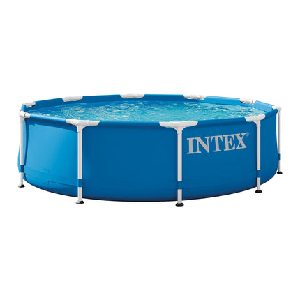 Intex 28200EH 10 Foot x 30 Inch 4 Person Outdoor Metal Frame Above Ground Round Swimming Pool with Easy Set-Up (Pump Not Included)
