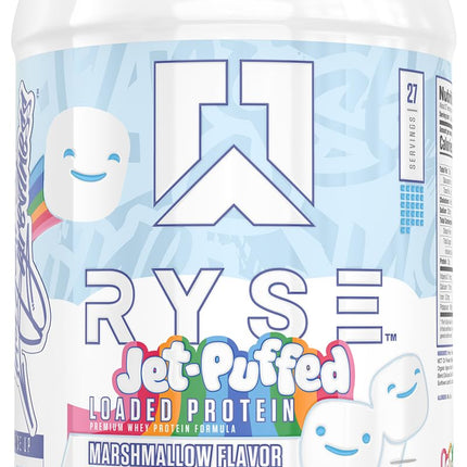 RYSE Loaded Protein Powder - Jet-Puffed Marshmallow - 25g Whey Protein Isolate & Concentrate with Prebiotic Fiber & MCTs - Low Carb, Low Sugar, Digestive-Friendly - 27 Servings / 2 lb Tub