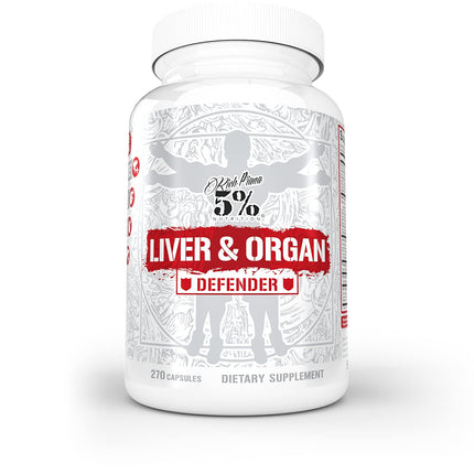 Rich Piana 5% Nutrition Liver & Organ Defender Cycle Support Plus NAC | Liver Support, Prostate Supplement, Heart, Kidney, Skin Support | Milk Thistle, Saw Palmetto, Hawthorn Berry (30-90 Servings)
