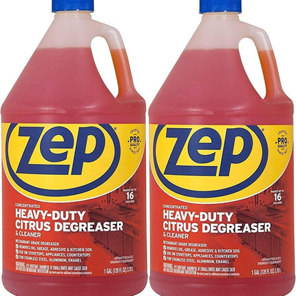 Zep Heavy-Duty Citrus Degreaser Refill - 1 Gallon (Case of 2) ZUCIT128 - Professional Strength Cleaner and Degreaser, Concentrated Pro Formula