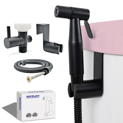 Vayzluiy Handheld Toilet Bidet Sprayer for Toilet-Adjustable Water Pressure Control with Bidet Hose for Feminine Wash, Stainless Steel Brushed Nickel Cloth Diaper for Baby Wash (Matte Black, 1)