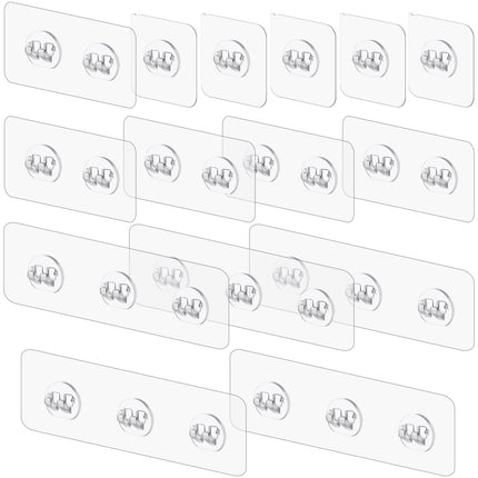 Vivinin 30 Pack Clear Reusable Adhesive Wall Hooks - 33lb(Max) No Damage Waterproof Oilproof for Bathroom, Home, Kitchen, Office and Outdoor