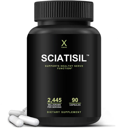 HUMANX Sciatica Focused Formula - Nerve Support Supplement with Stabilized R-Lipoic Acid for Extra Strength - Vitamins Promoting Healthy Back, Hips, Leg, Feet - Neuropathy Supplements - Sciatisil