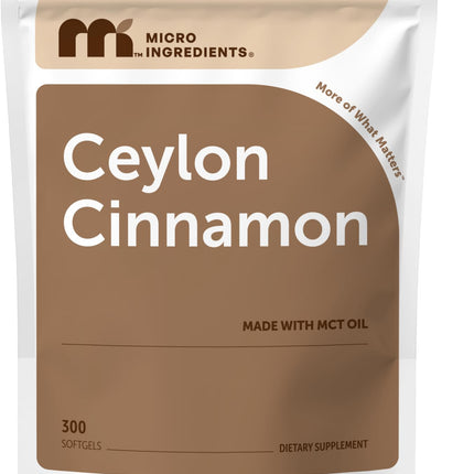 Micro Ingredients Ceylon Cinnamon, 300 Softgels | Cinnamon Supplements with MCT Oil | Non-GMO, Gluten Free